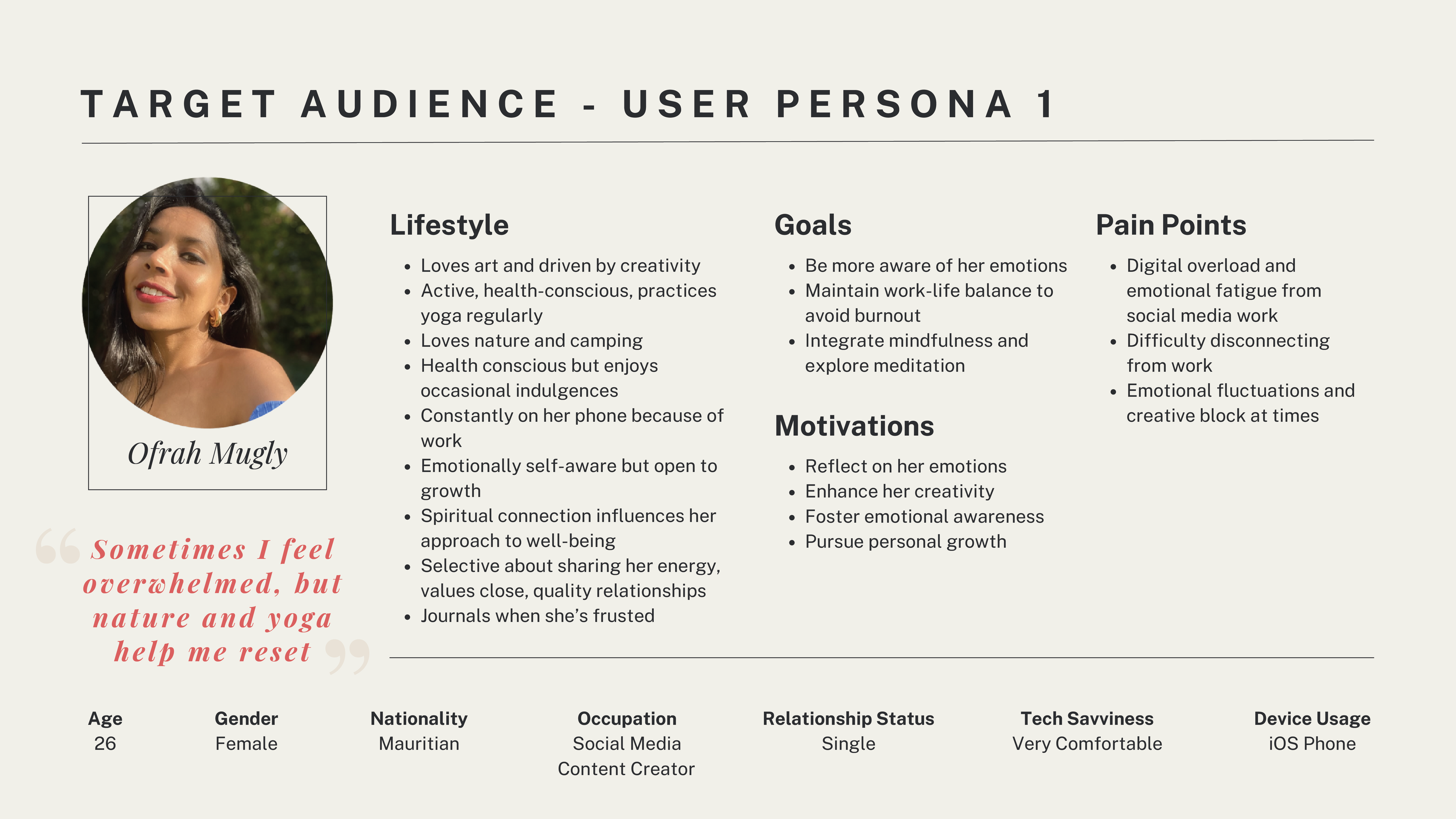 First user persona for PulseScape's traget audience
